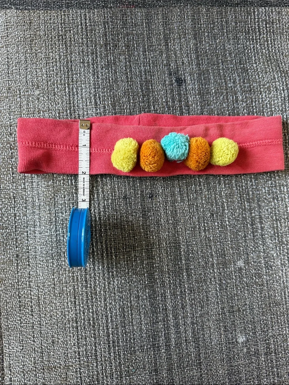 Oilily Coral Pink Headband with Yellow, Orange and Teal Pom-Poms